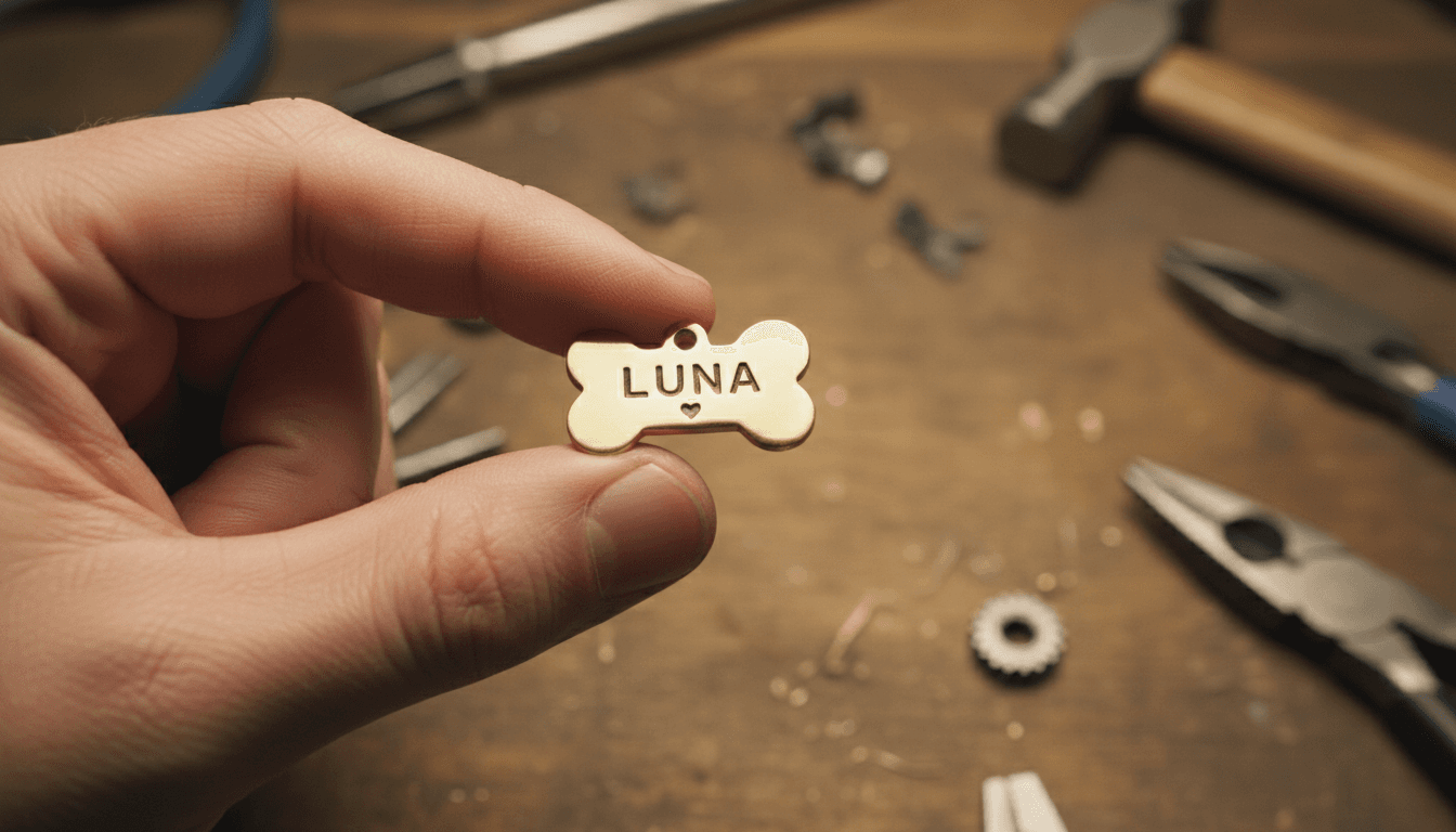 Engraved brass pet tag