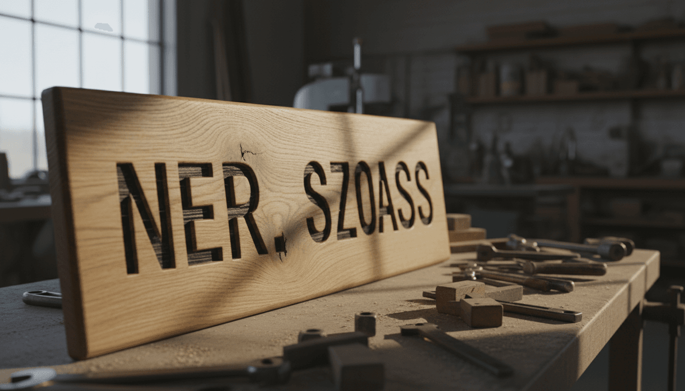 Oak wall plaque with engraved lettering