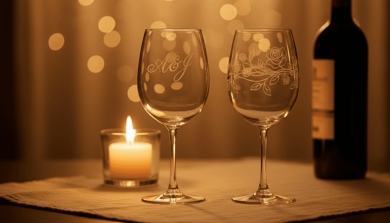 Engraved wine glasses with monogram